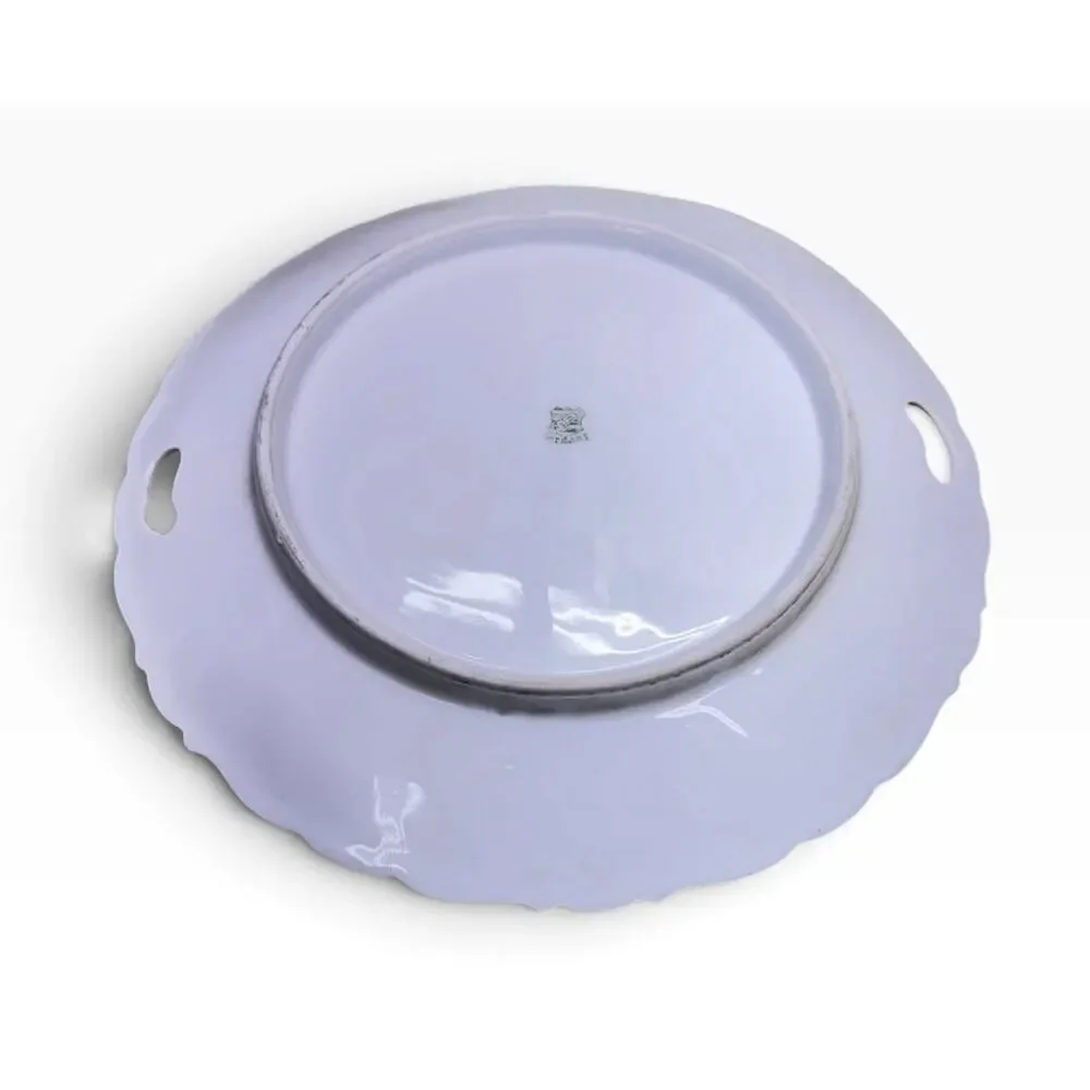 VTG Antique Weimar Germany Porcelain Purple Violet Cutout Ribbon Handle Plate